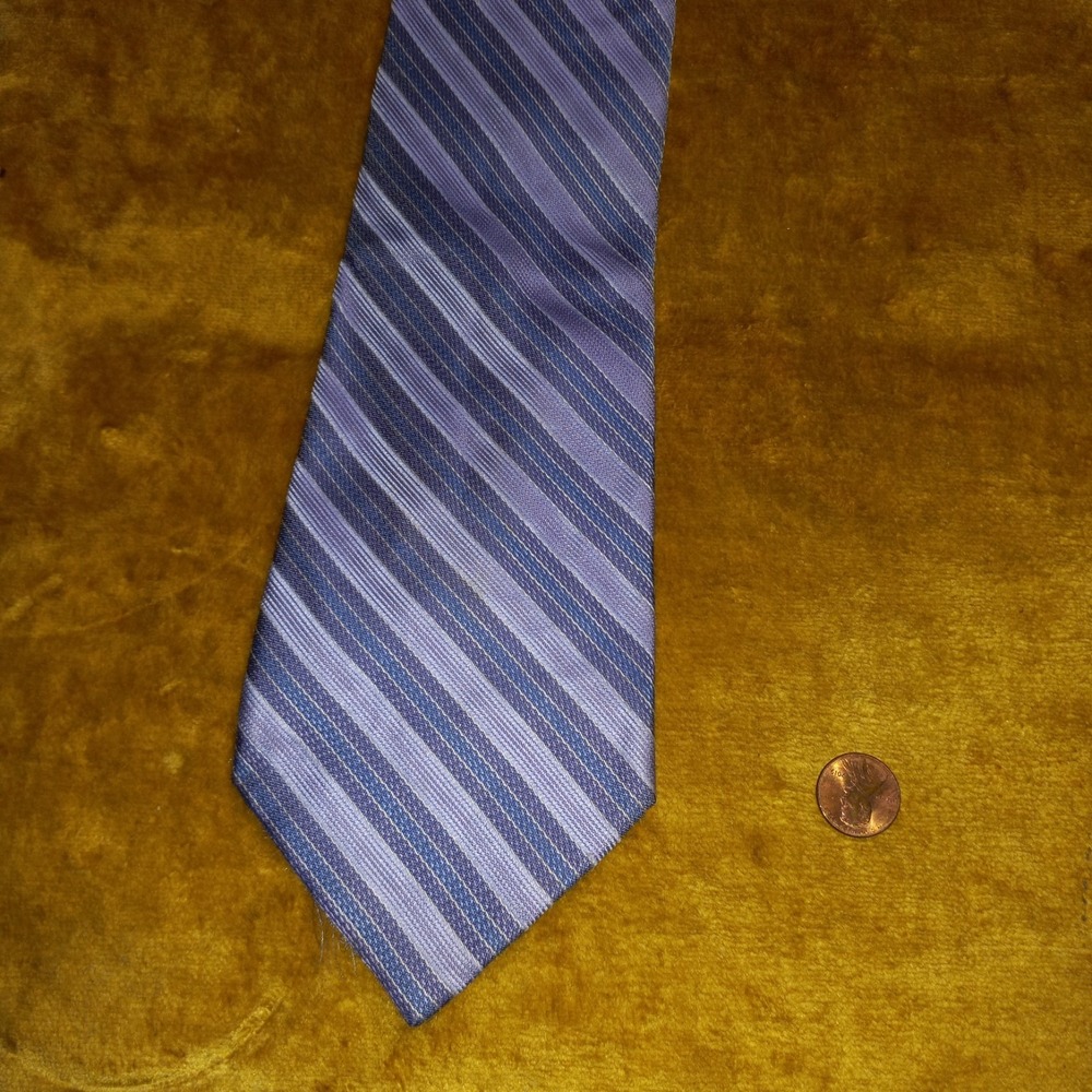 CLAIBORNE - AXCESS Handmade 100% Silk Tie Men's Purple Striped Necktie